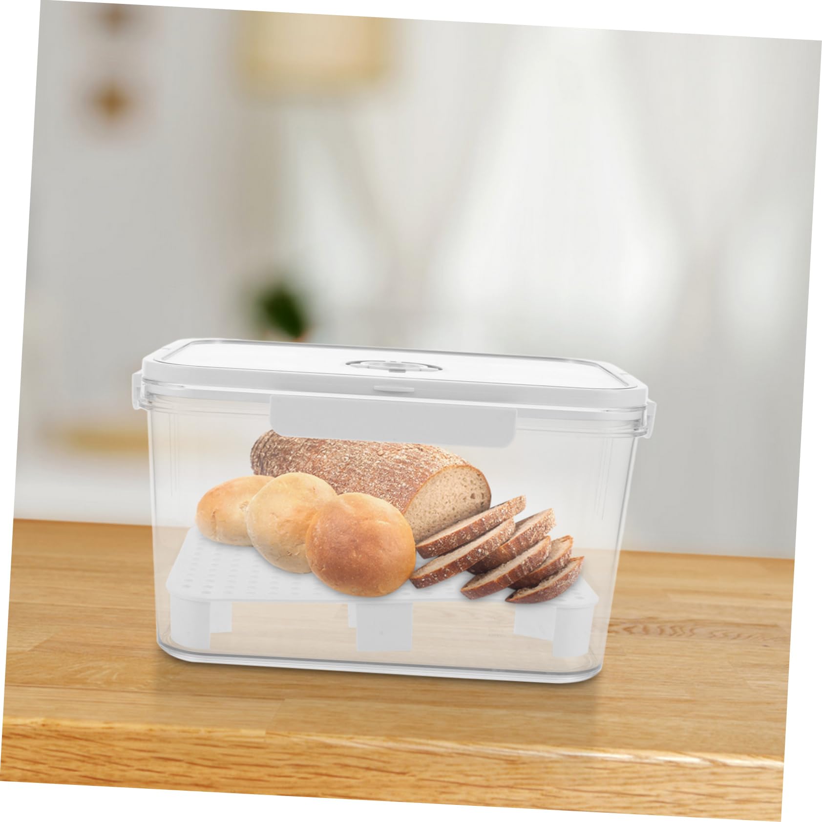 Transparente Kunststoff Brotdose mit Griff und Zeitanzeige
