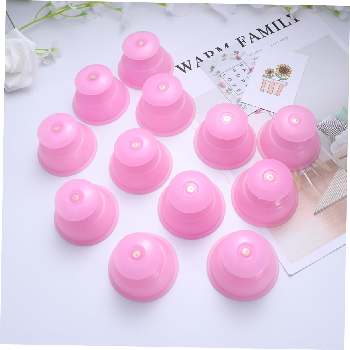 Ventouses de Massage en Silicone 12 Pièces Rose pour Thérapie
