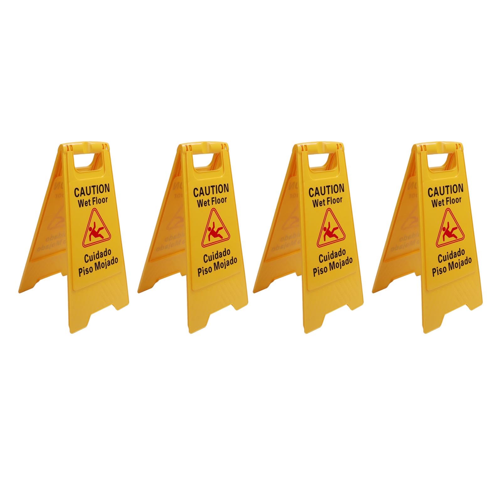 12 Letreros de Piso Mojado Plegables con Marco A, Letrero de Precaución para Piso de Plástico de 2 Caras, Muy Claro para Ver, Diseños Bilingües, Estabilidad Premium, Ampliamente