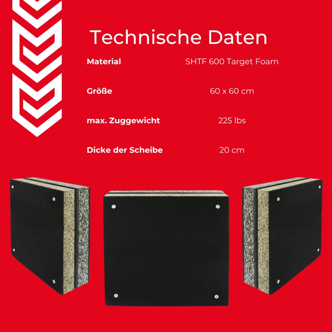 Stronghold Schaumscheibe für Armbrust bis 375 fps 60x60x20 cm | Crossbow I mit Wechselsystem, einfache Pfeilentfernung, wetterfest,schont Pfeile & Material