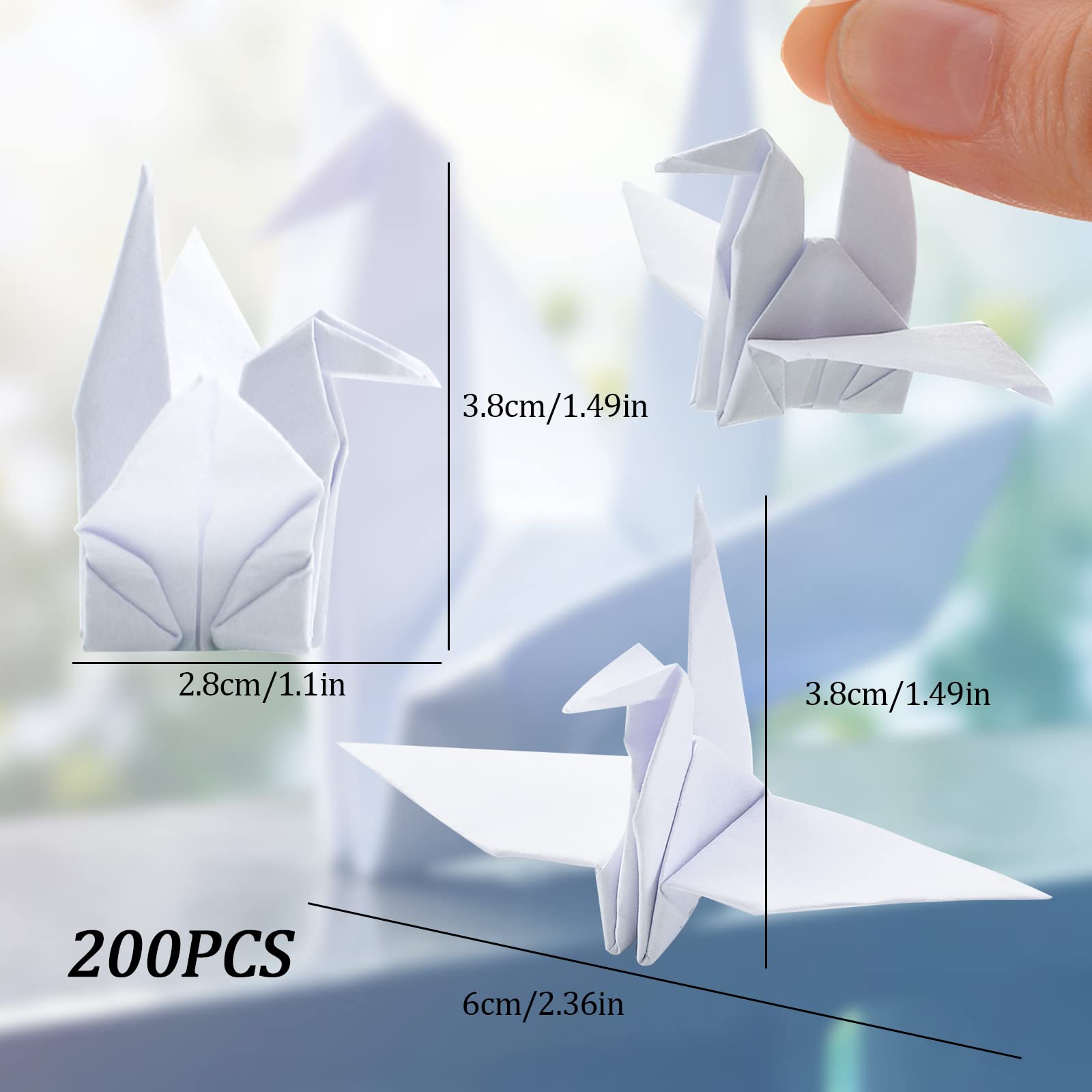 200 Gru Origami Piegate A Mano - Ghirlanda Decorativa Bianca, Per Matrimoni E Feste