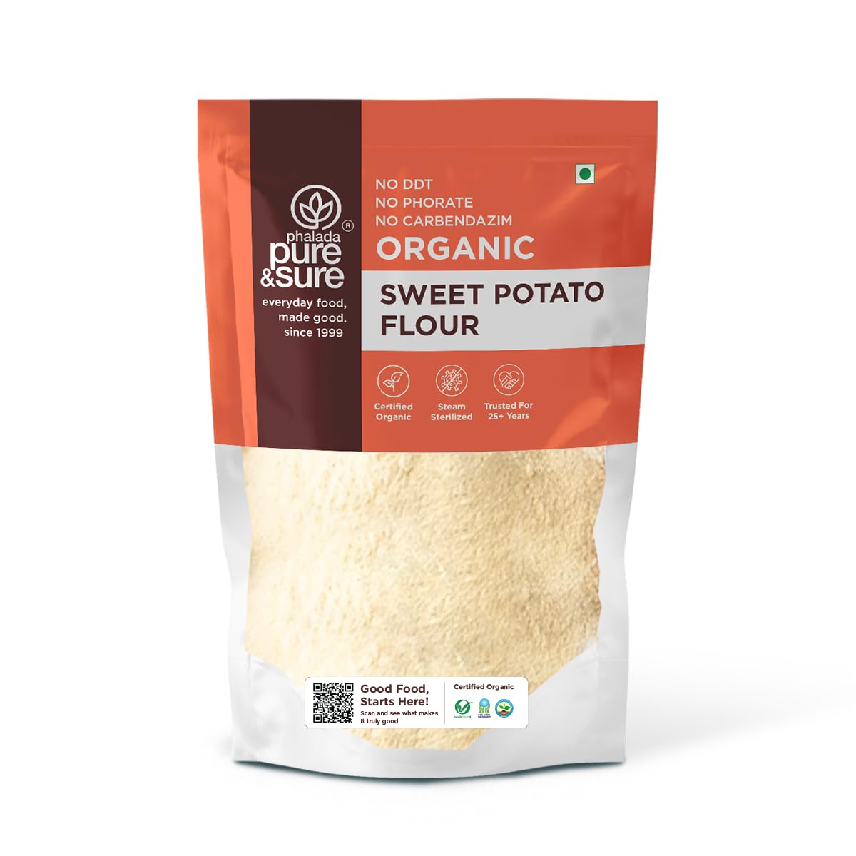 Pure & Sure Organic Sweet Potato Flour 500G | 100% Naturally Processed Shakarkandi Atta | Gluten Free | No Preservatives & No Trans Fats | High Fiber Food
