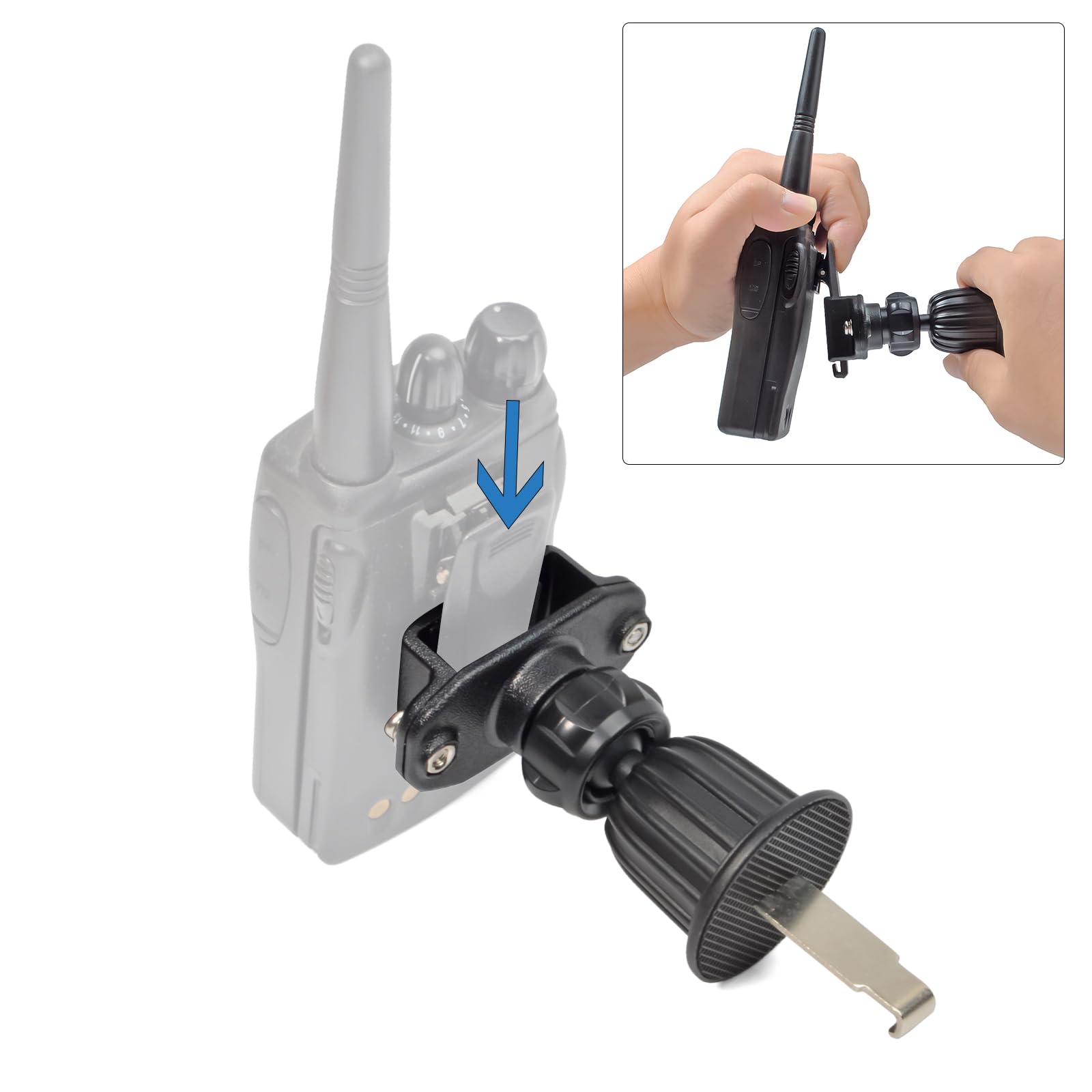 Support Universel Talkie-walkie Pour Grille D'aération Voiture - Fixation Clip, Compatible Motorola, Baofeng, Etc.