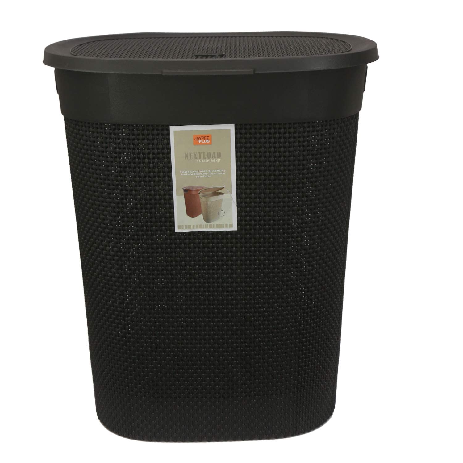Laundry Basket With Lid Plastic 45L Litre Laundry Hamper Storage Washing Basket Dirty Clothes Baskets with Handles Laundry Basket Bin Clothes Hamper for Storage Toys Bathroom Bedroom (Black) โ image 1
