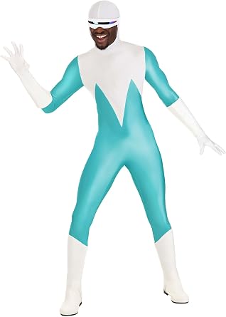 Disney Pixar The Incredibles Frozone Costume for Adults - Mens Frozone Superhero Suit, Gloves, Boot Covers & Glasses