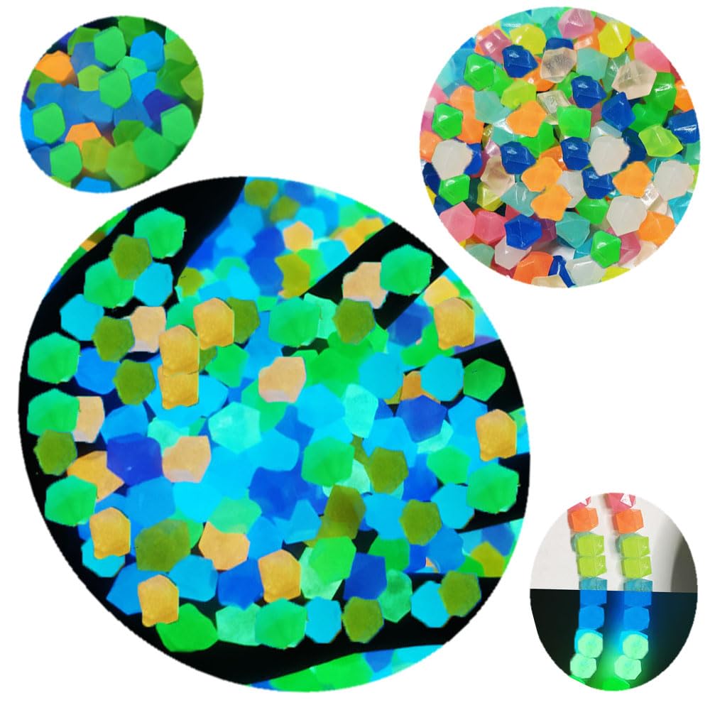 Luminoso Pietre Fluorescenti,300 Pezzi Ciottoli da giardino che brillano al buio, Pietre Luminose Fluorescente Pietre Ciottoli Brillano al Buio per passerelle(Miscela colorata)