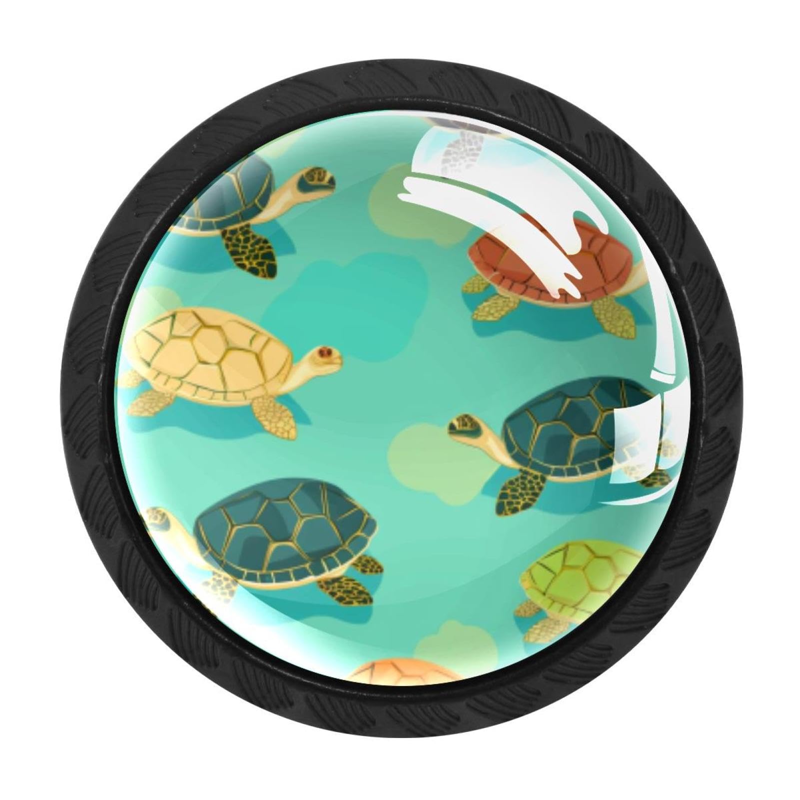 Chenzzzz Multicolored 07 4 Pieces Sea Turtle Drawer Knobs, 35Mm Black Cabinet Knobs, Drawer Pulls And Knobs, Dresser Drawer Knobs, Cabinet Hardware Kitchen Cabinet Knobs