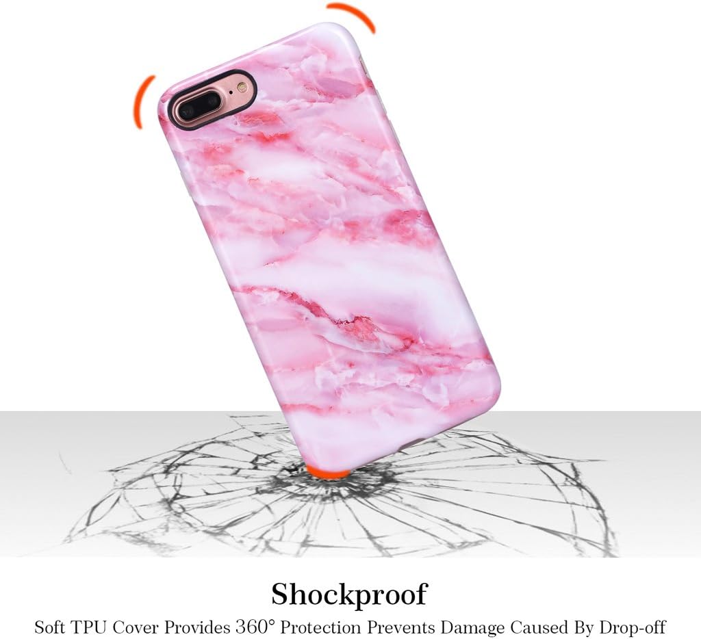 NASOUSA iPhone 7 Plus Case, for Gilrs,Glossy Marble Design Clear Bumper TPU Soft Rubber Silicone Cover Phone Case for iPhone 8 Plus [5.5 inch](G1)