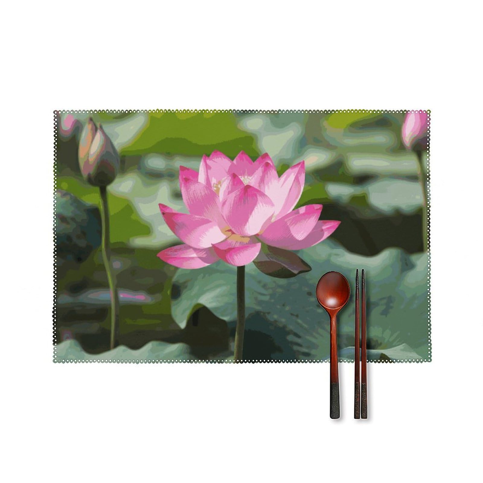 Sets de table thermorésistants fleurs de lotus faciles à nettoyer