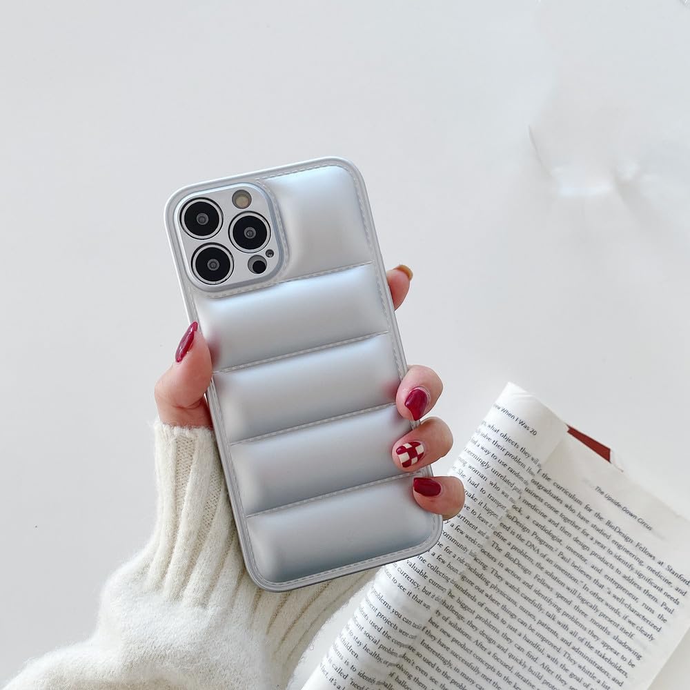 Coque silicone iPhone 11 12 13 14 Pro protection arrière argent