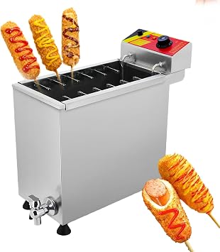 25l Commercial Electric Deep Fryer Or Corn Dog Maker Machine, Stainless Steel Korean Cheese Hot Dog Fryer For Food Trucks, Fast Food Restaurants, Versatile Snack Maker
