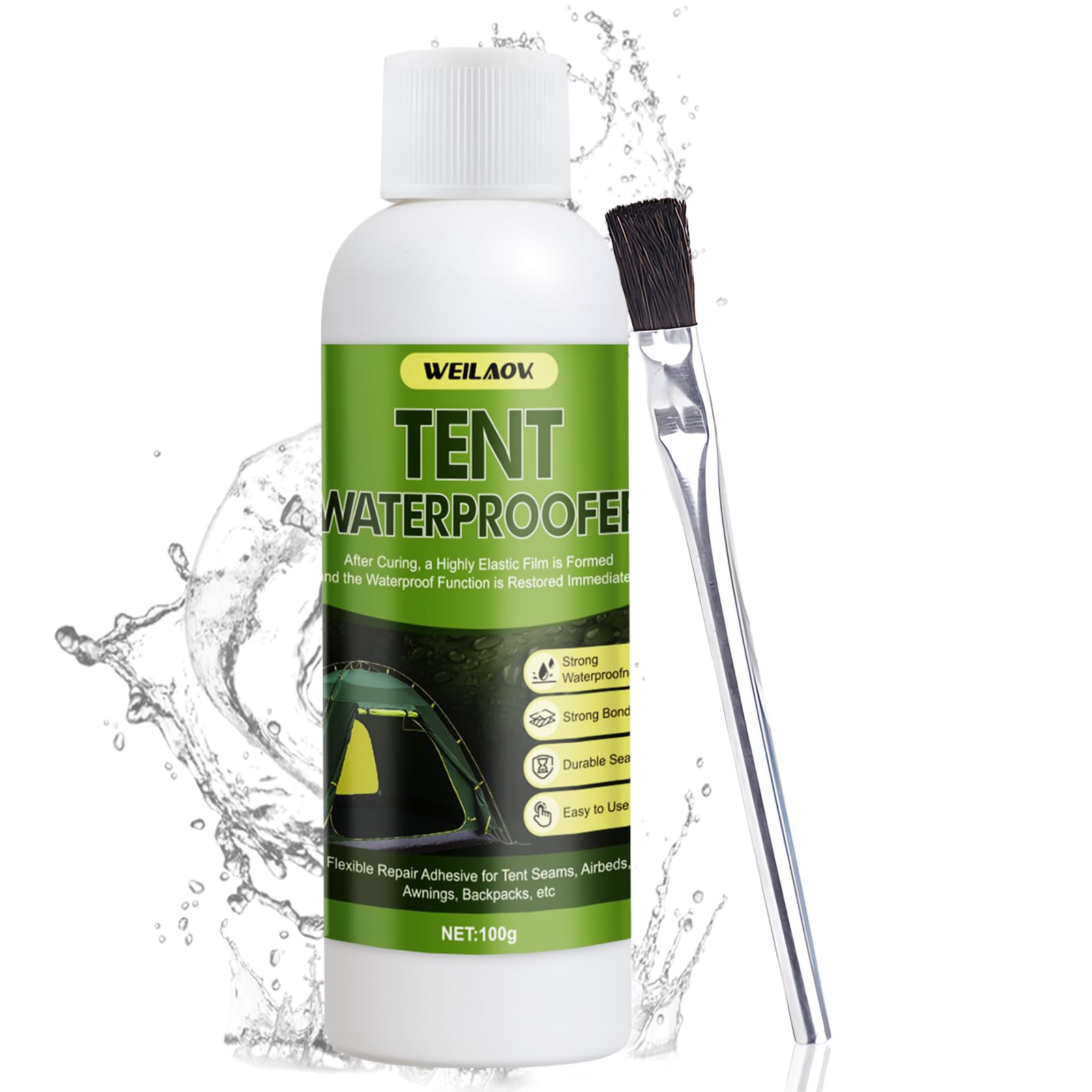 Seam Grip, Nahtdichter für Zelte, Markisen Kleber Tent Seam Sealer, Flexibler PVC Kleber Klebstoff Neoprenkleber für Abdichten Von Zelten, Planen, Regenmänteln, Lkw Planen, Zelt Reparatur, 100g Baumarkt