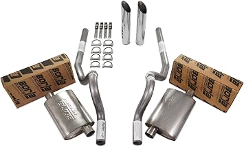 Truck Exhaust Kits 2.5" Dual Exhaust Kit with Borla Pro XS Mufflers Rear Exit Chrome Slash Cut Weld On Tips Fits Mustangs 86 to 04