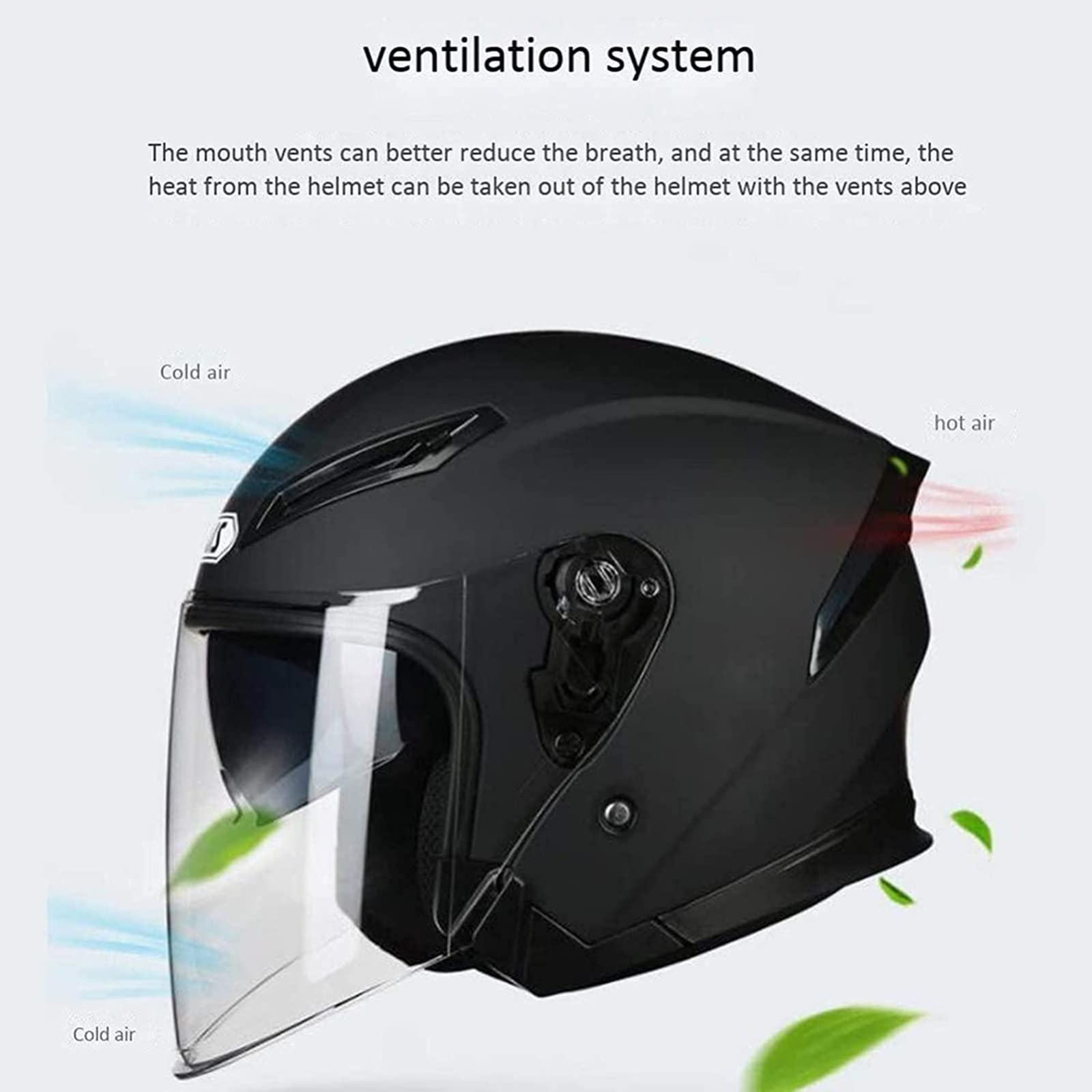 Kaski motocyklowe z otwartą twarzą dla dorosłych z podwójną osłoną przeciwsłoneczną, stylowy kask do rowerów Cruiser Atvs Scooter, certyfikat ECE przeszedł test kolizji, aby spełnić bezpieczeństwo na drogach D, M = 57~58 cm