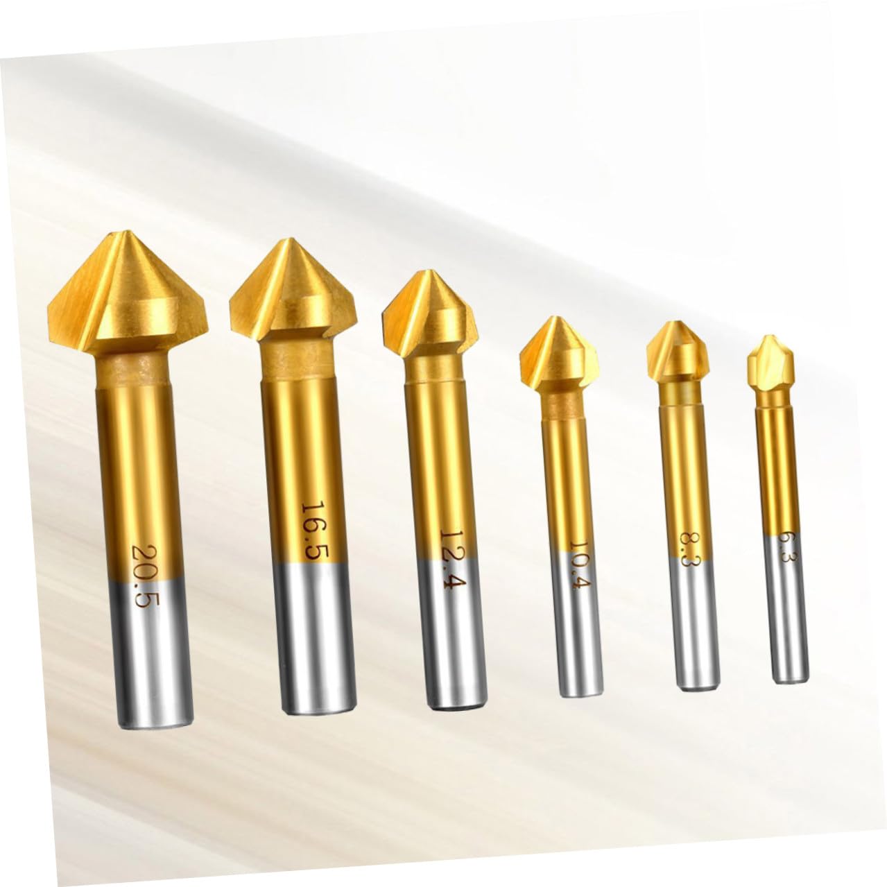 Set de 6 Fraises à Fraiser en Titane 90° pour Pvc et Plastique, Outil D'ébavurage et Chanfreinage Professionnel 6mm à 19mm pour Travaux Précis