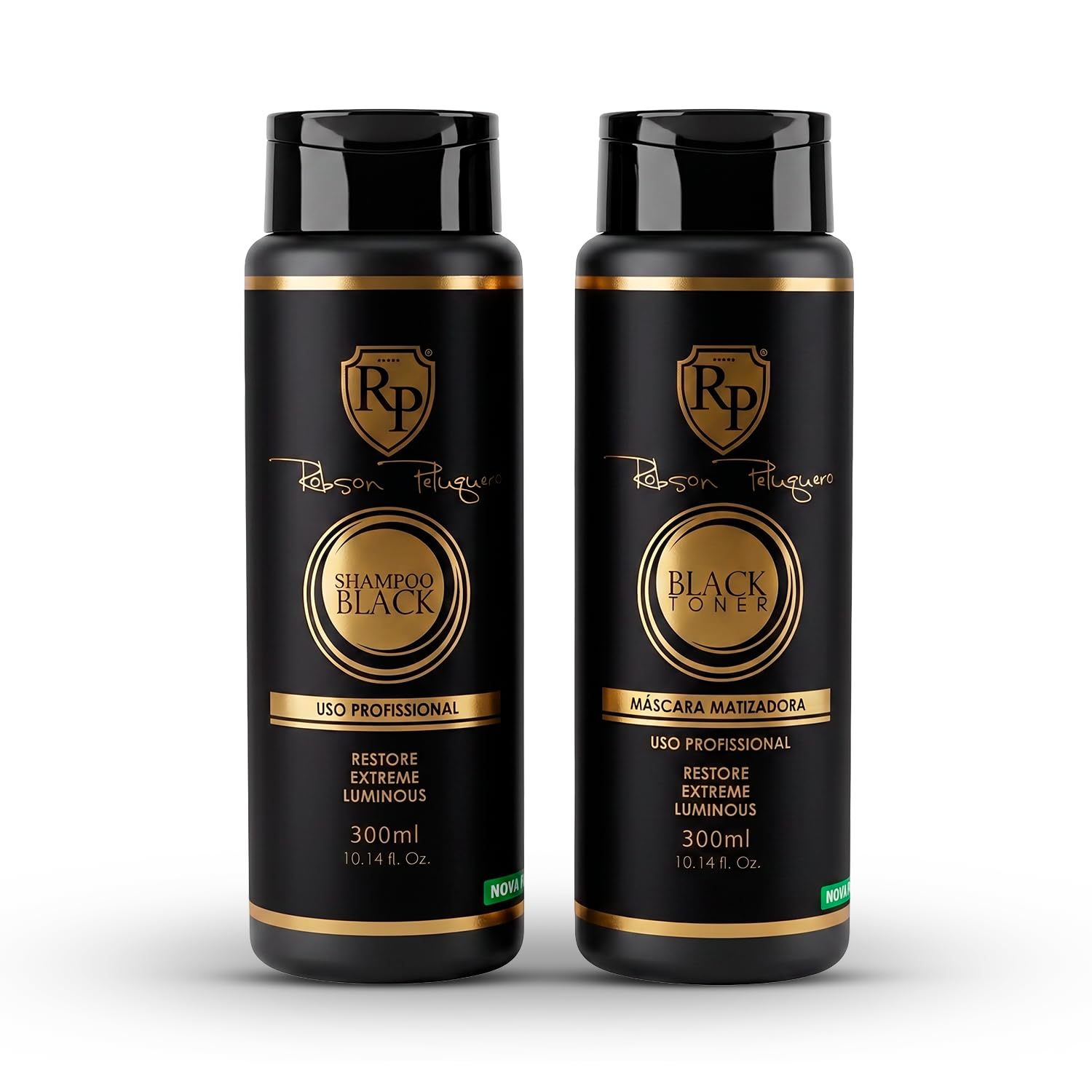 Robson Peluquero Kit Shampooing + Masque Matifiant Noir | Neutralise Reflets Jaunes & Cuivrés | Cheveux Blonds Décolorés Gris & Méchés | Protéines de Soie & Kératine | 2x300ml