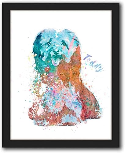 Vista 132 de Regalo personalizado para perros y amantes de los perros. Estilo acuarela. (lienzo enmarcado de 20 x 25 pulgadas, Golden Retriever)