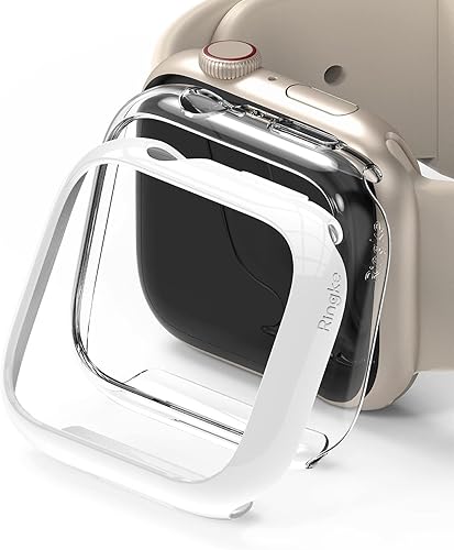 Ringke Funda delgada de 1.772 pulgadas (1.772 pulgadas) de material antiamarilleo, paquete de 2 unidades, compatible con Apple Watch Series 8, 7 de