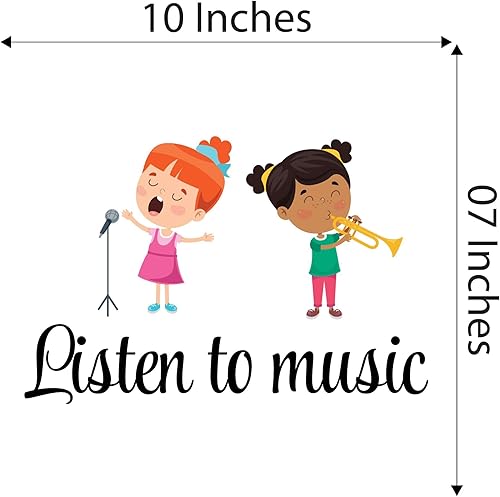 Miniatura 4 de Kelly Wall Decals Lindo niño de dibujos animados cantando vinilo juguetón diseño escuchar música diseño de música decoración de pared dormitorio