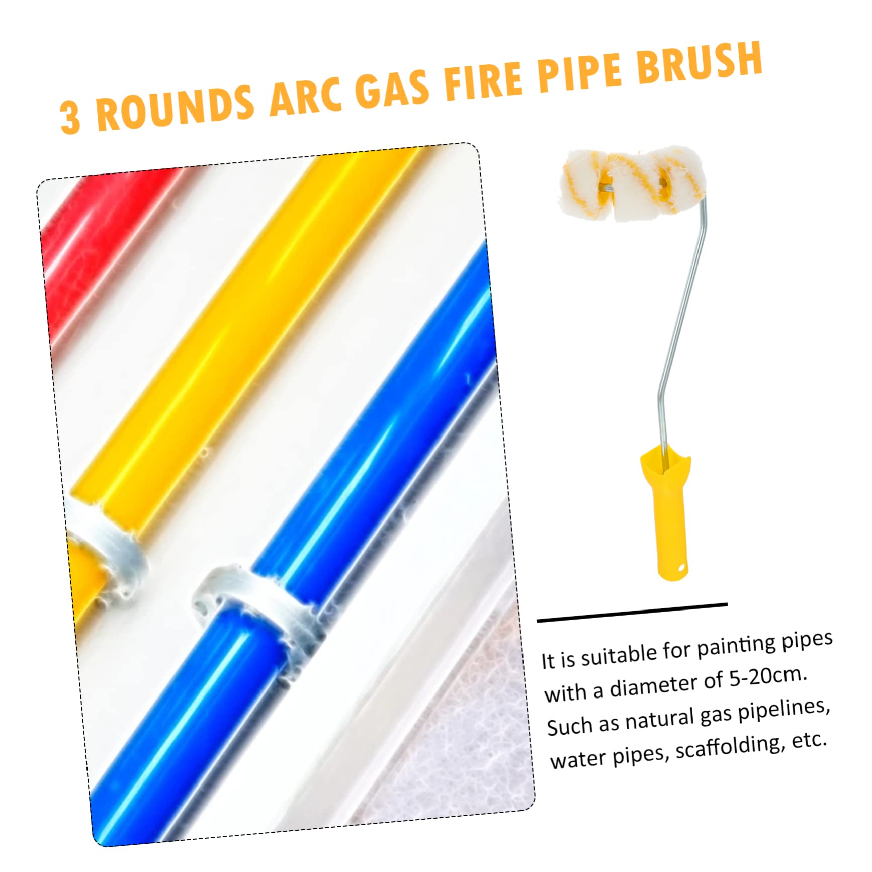 Ipetboom 2piezas Rodillo De Pintura Para Tubos Recambio Cepillo De Pintura Para Tuberías De Gas Incendios Herramienta De Ruedas y Mango Resistente
