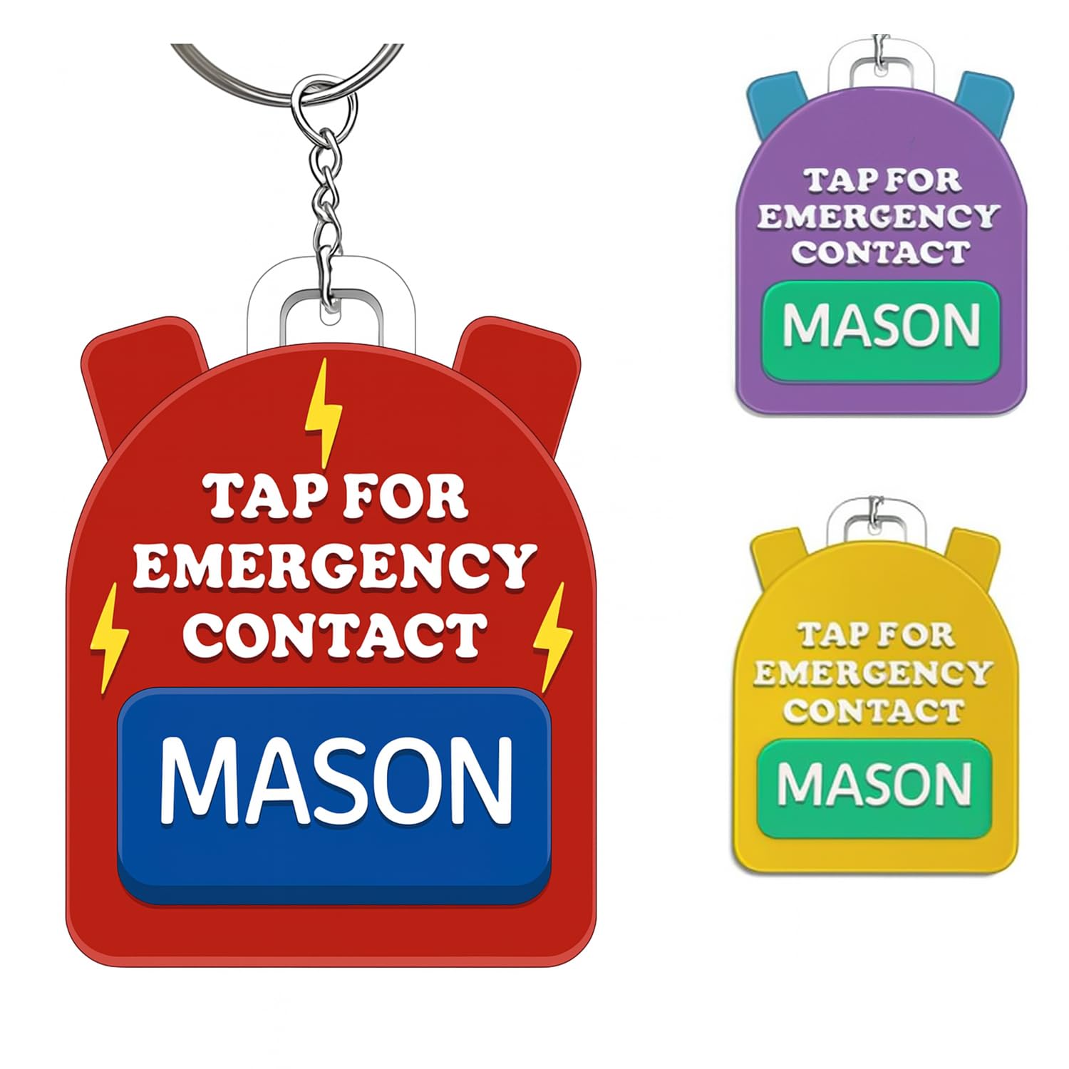 V-DECORPARKS Emergency Contact Backpack Tag for Kids – Custom Keychains For Backpacks, Luggage Tags – Safety Bag Tag