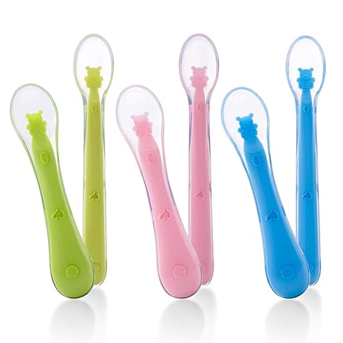 Miniatura 7 de Cuchara de silicona para bebés de primera etapa  Cucharas de entrenamiento suaves para bebés de alimentación sólida, autoalimentación para niños