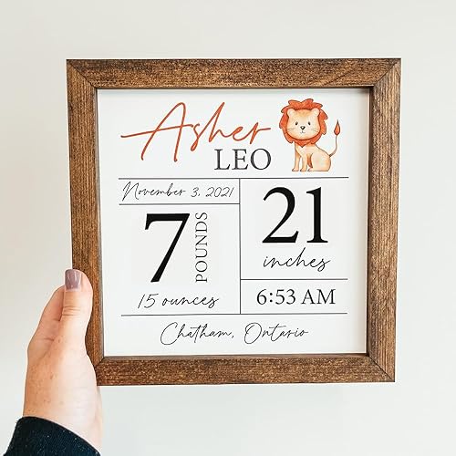 Señales de anuncio de nombre de bebé de madera personalizadas, letrero de nombre de bebé personalizado, anuncio de nacimiento y señal de huella para