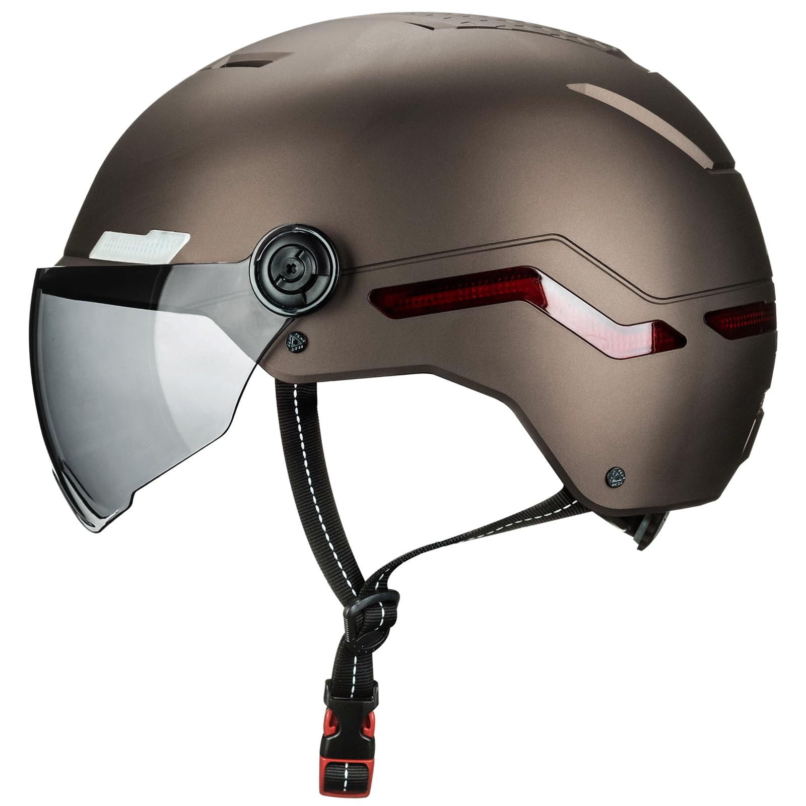 ILM Casque Velo Homme Femme Trotinette Electrique Adulte Visiere Lumiere LED Clignotant Feu Stop Homologue NTA-8776 MB101L