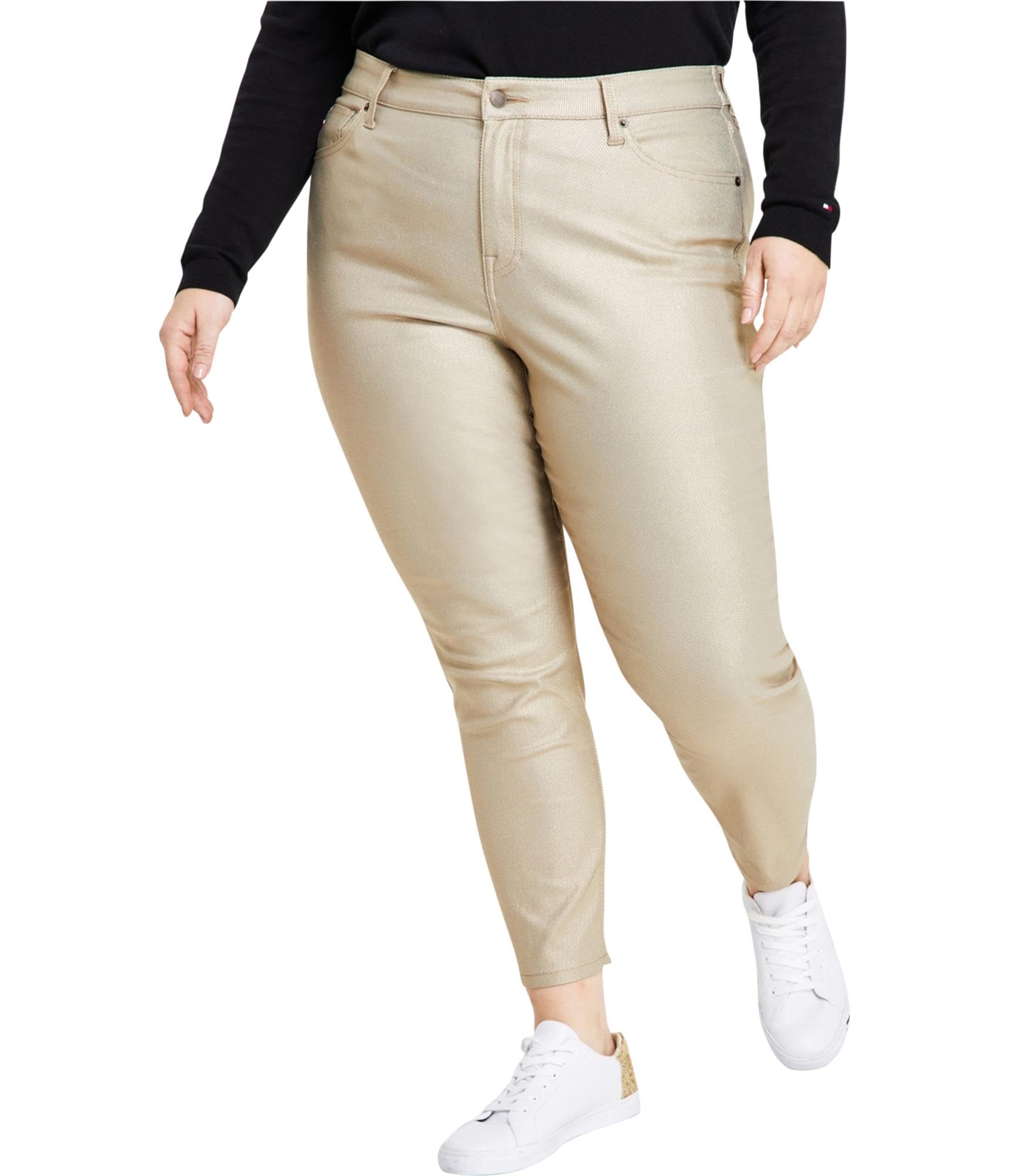 Tommy Hilfiger Womens Tribeca Foil Skinny Casual Trouser Pants