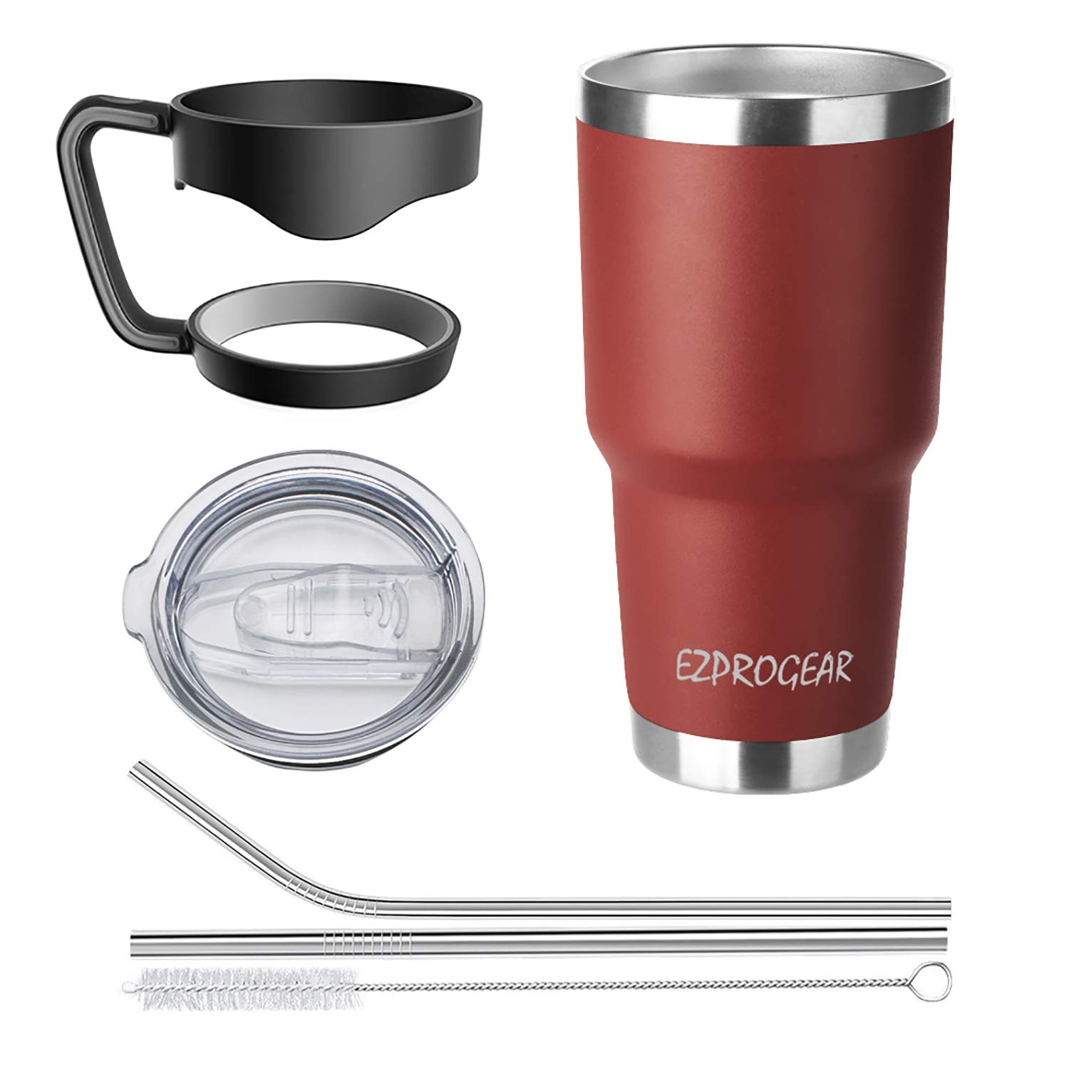 Ezprogear 30 oz Stainless Steel Coffee Cup Water Tumbler with Handle (Cherry)