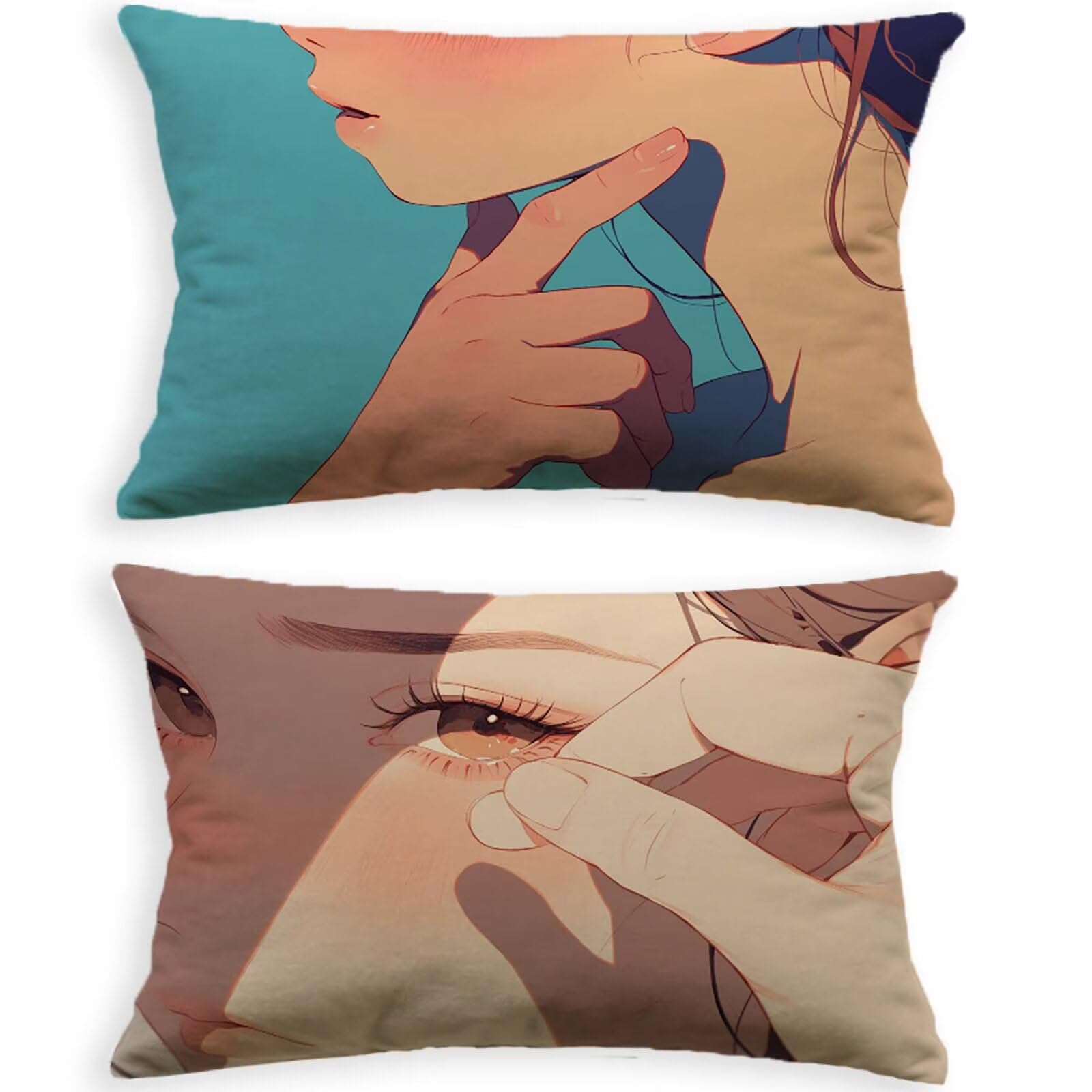 Taie Oreiller 40x80cm en Velours avec Fermeture Éclair Lot de 2
