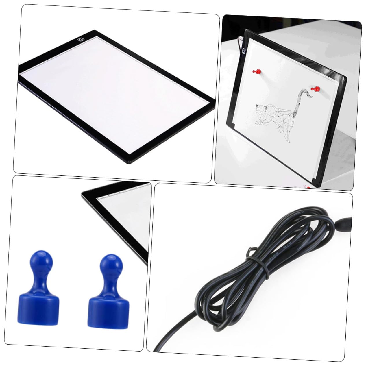 Mikikit Table Lumineuse A4 à Dessin LED Portable avec Rétroéclairage, Surface en Acrylique, Câble Usb, 2 Aimants, Traçage Scrapbooking, Légère et Précise
