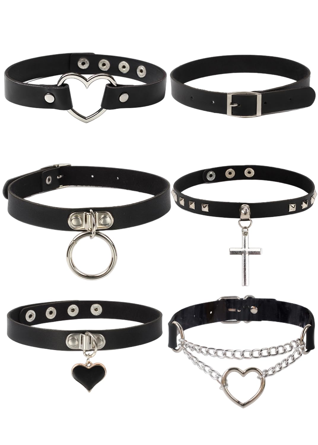 [YFFSFDC] チョーカー ディース 首輪 アクセサリー ゴシック メンズ レディース兼用 choker (6点セット)