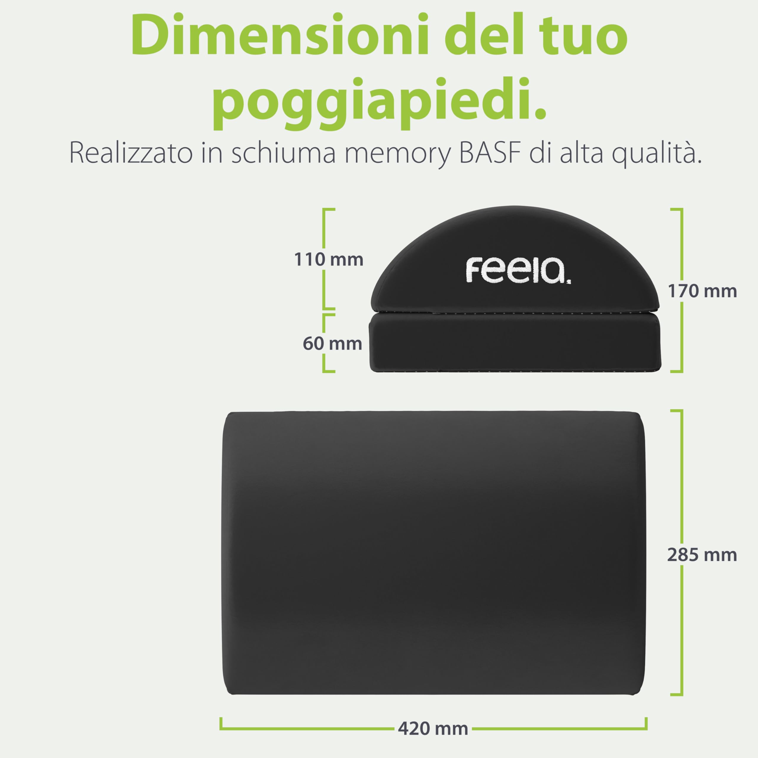feela. Poggiapiedi ergonomico per ufficio & Co | Utilizzabile come poggiapiedi o poggiapiedi in ufficio | Foot Rest | Altezza regolabile (nero)