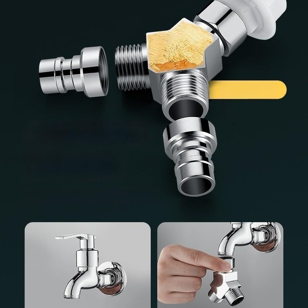 Distribuidor de Agua 2 Vías Cobre Y para Grifo Jardín Lavadora - Conector Tee Doble Salida 8cm(G)