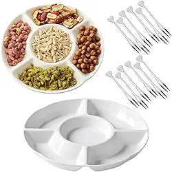 Kit 2 Petisqueira melamina e 12 garfinhos para petisco feitos de aço inox mini garfo mesa posta kit queijo Petisqueira 23 cm