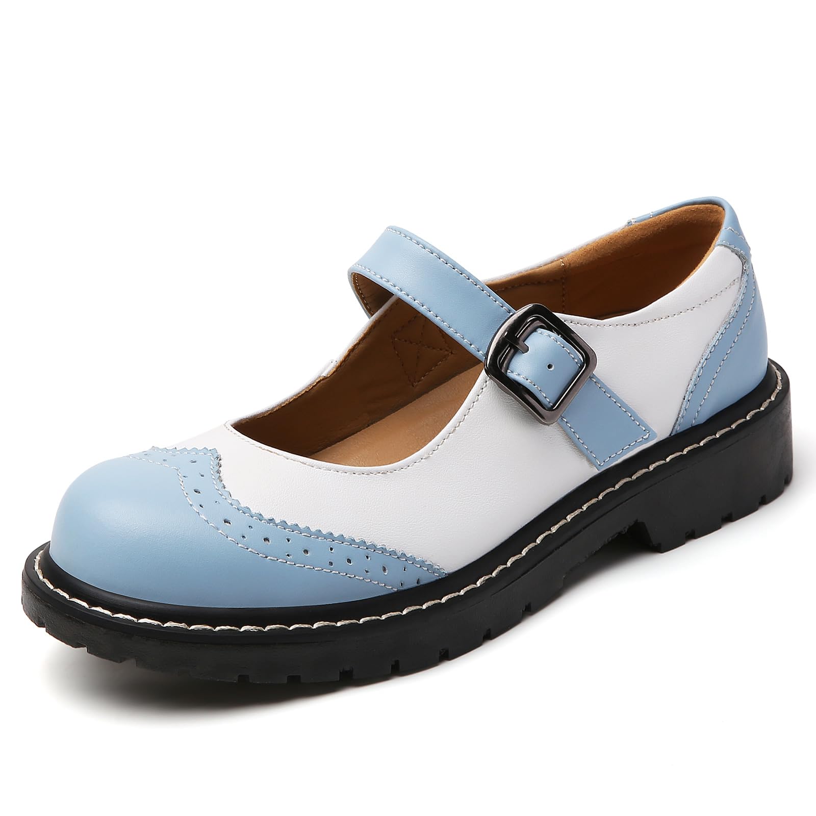 Mary Jane Shoes Women Mary Janes Flats Ladies Oxford Shoes for Women Comfort Leather Round Toe Non-Slip Dressy Casual Cute Girls School Work Shoes-image-45