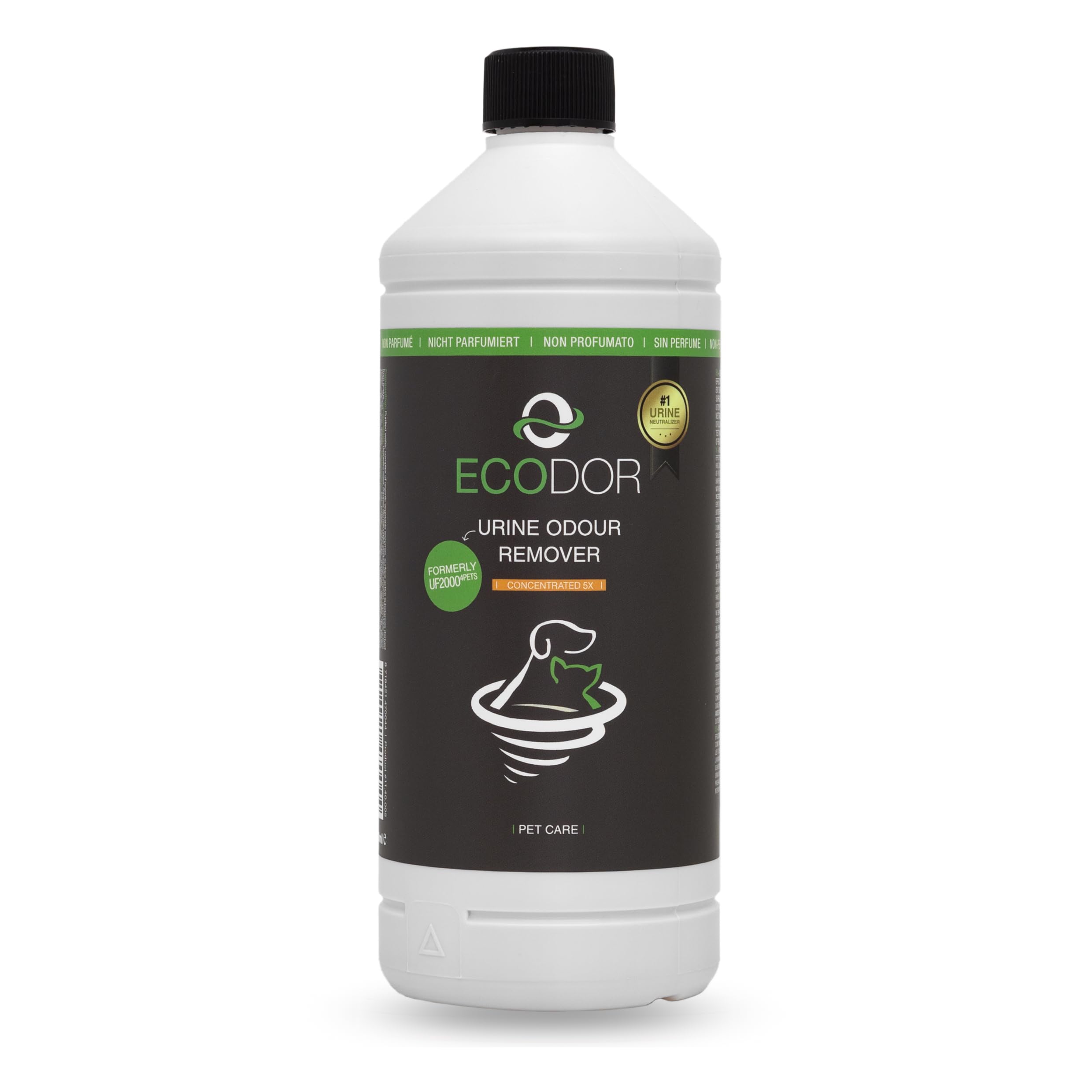 UF2000 Removedor de Olores de Orina 1000ml Concentrado | Sin Perfume | Biodegradable | Basado en Enzimas Vegetales | Elimina eficazmente los olores de orina de Perros, Gatos y roedores.