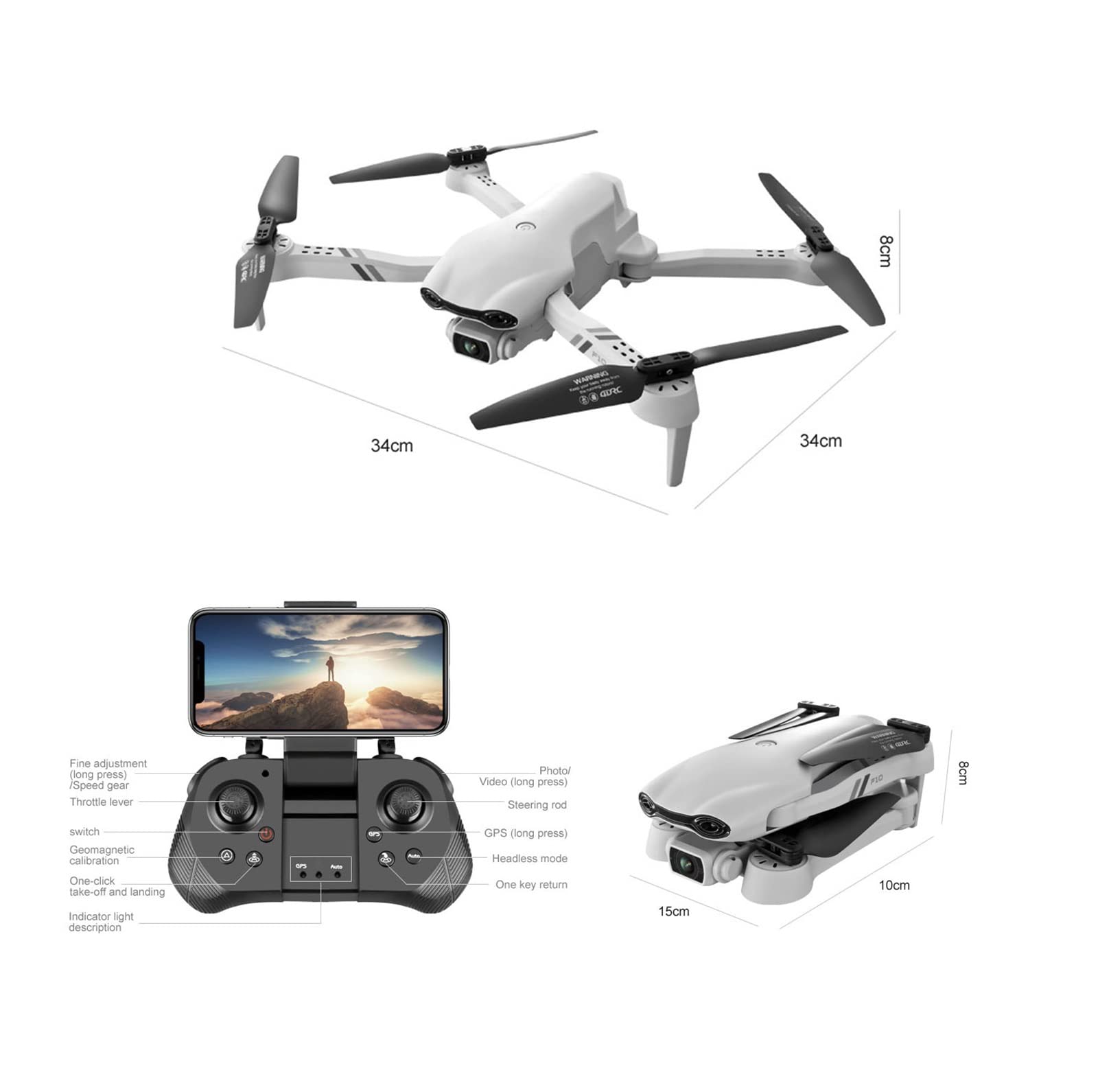 Drone, UAV, piksele na poziomie filmu 6K, system zapobiegaj膮cy zgubieniu GPS, transmisja obrazu 5G wifi w wysokiej rozdzielczo艣ci, obiektyw do pozycjonowania przep艂ywu optycznego, swo