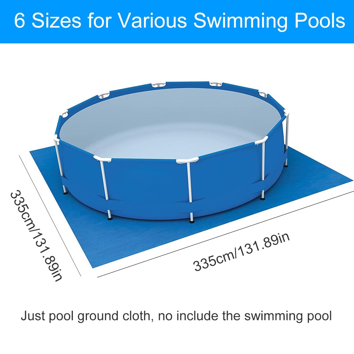 Pool Ground Cloth, Rectangular Swimming Pool Mat, Floor Protector Cloth for Paddling Pool and Inflatable Swimming Pools (335 * 335cm/131.9 * 131.9in) — view 2