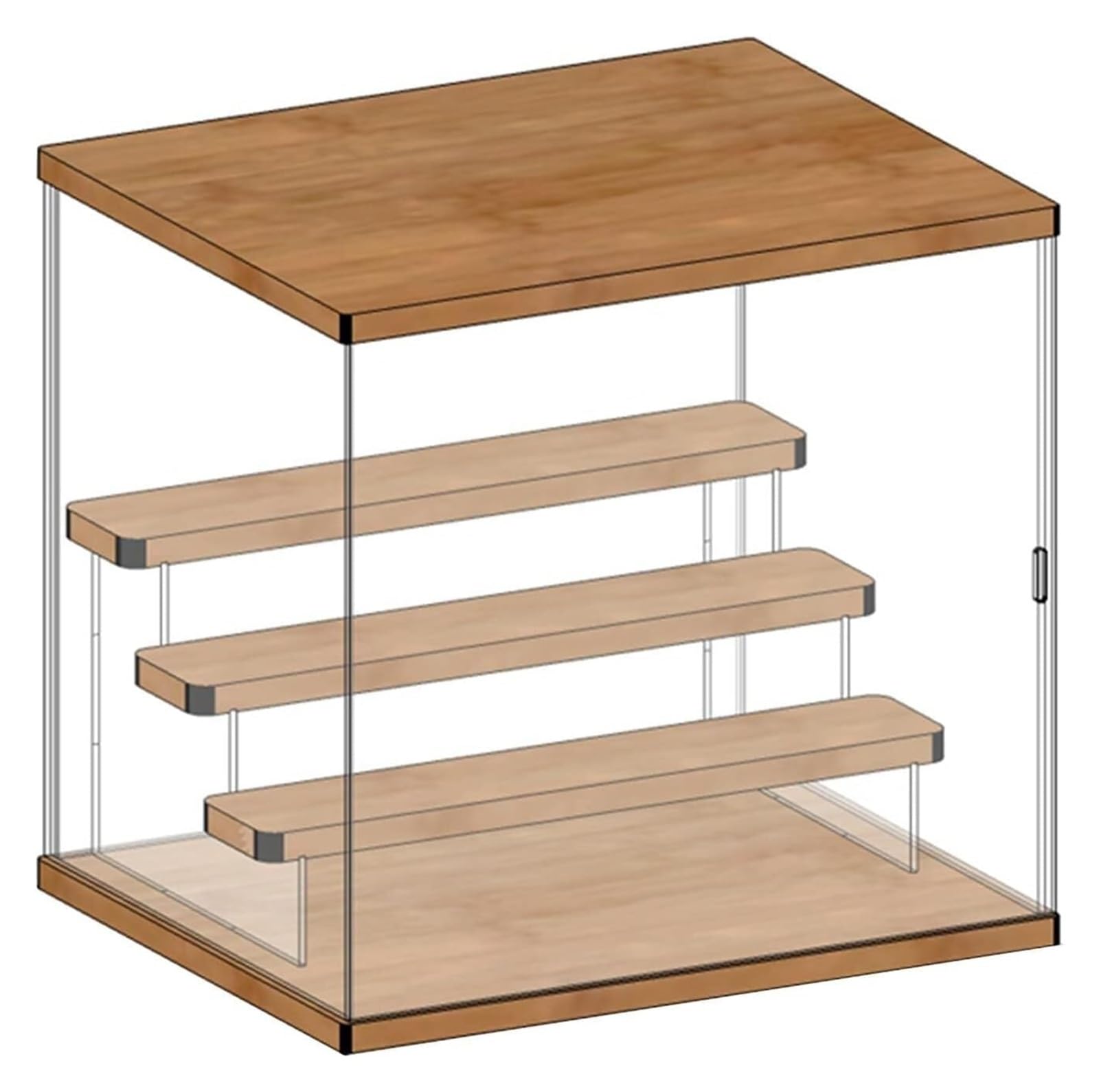 Vitrine en acrylique avec portes coulissantes boîte rangement bois 32cm
