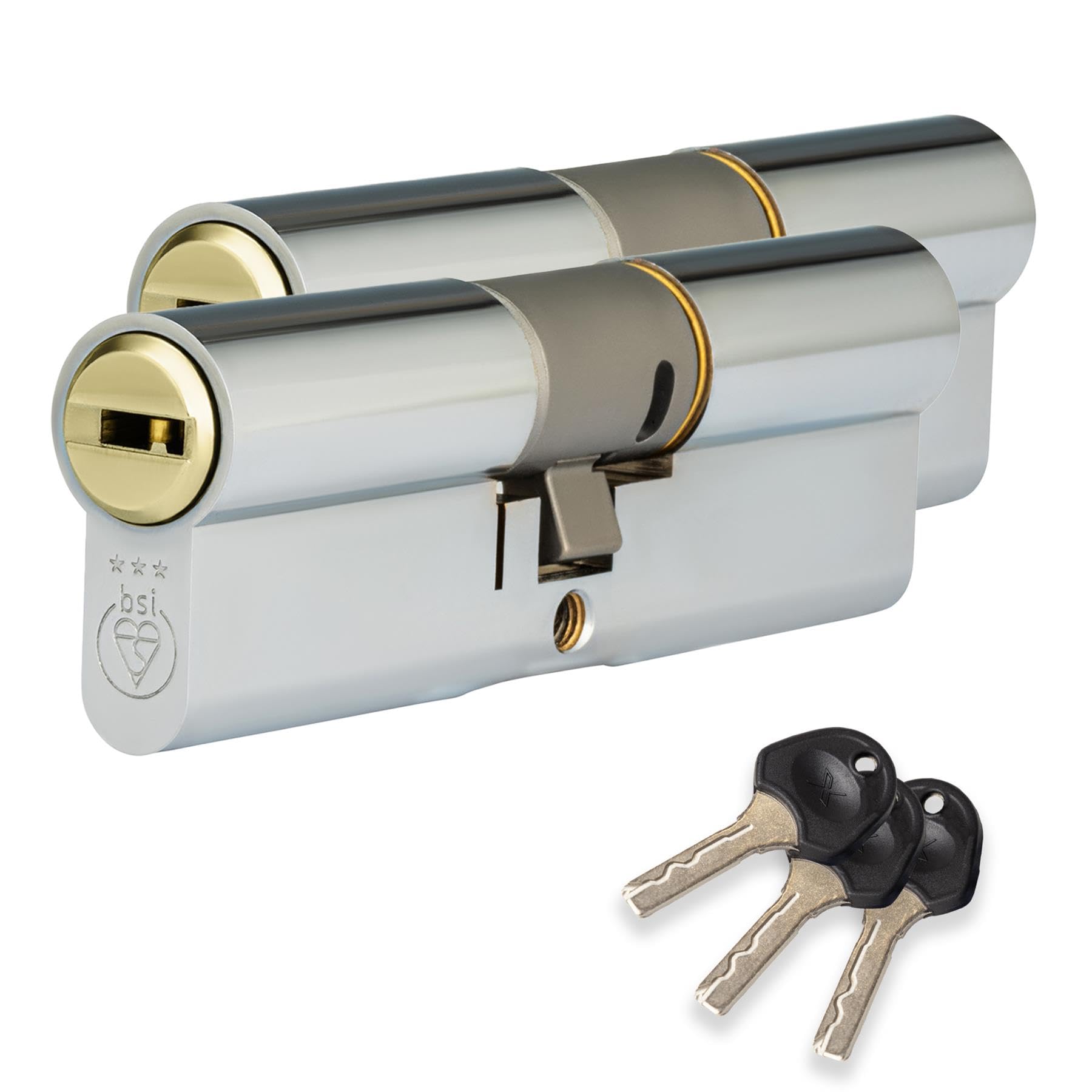 Xfort Dual Pc/Pb Colossus Dual Finish 3 Star Kitemarked Keyed Alike Euro Cylinder Lock 35Ex/35 (70Mm), British Standard Ts007 Anti-Snap Barrel Lock, Upvc Door Lock.
