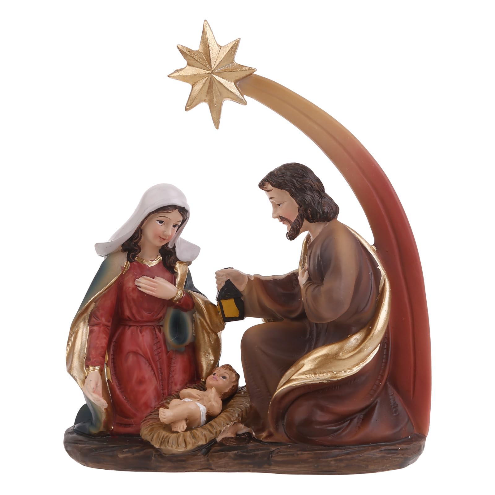 Lerpwige Nativity Scene Kid Nativity Statue Christmas Crib Figurines Miniatures Ornament Home Decor Resin Ornaments Decorations