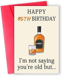 Funny Whiskey 95th Birthday Card, 95th Birthday Gifts for Men Women, Unique 95th Birthday Decorations for Husband Wife, Best 95 Year Old Birthday Card Gifts for Grandpa Grandma