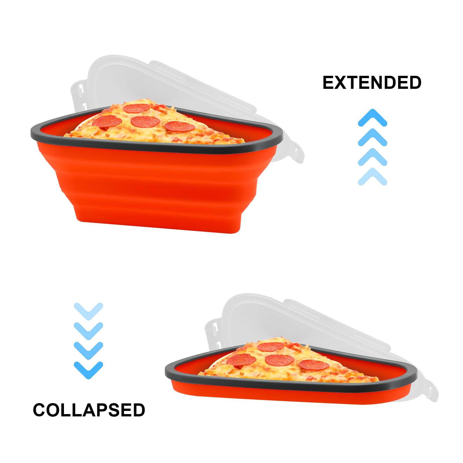 Pojemnik na pizzę składany silikonowy z pokrywką, wielokrotnego użytku, 100 szt. papieru do pieczenia, oszczędzający miejsce