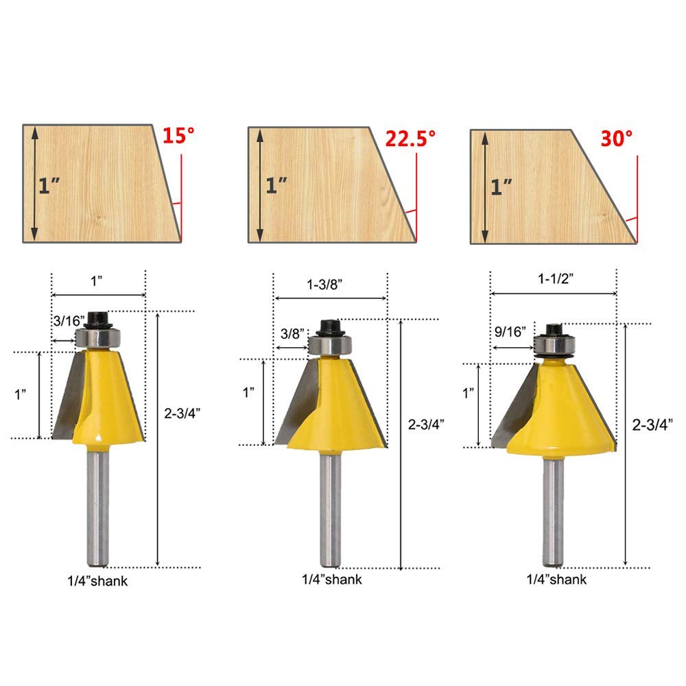 Set di 4 punte per fresatrice 8 mm, frese dritte e scanalatrici in carburo per legno, accessori per fresatrice - blu