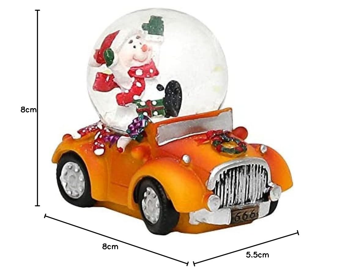 Dekohelden24 501868 Boule à neige, au motif de bonhomme de neige avec enfant et trompette, dimensions (H, l, diamètre) : environ 9 x 7 cm, 6,5 cm, pour musicien