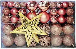 Kit C/100 Bolas de Natal Lisas/Foscas/Glitter - Rose