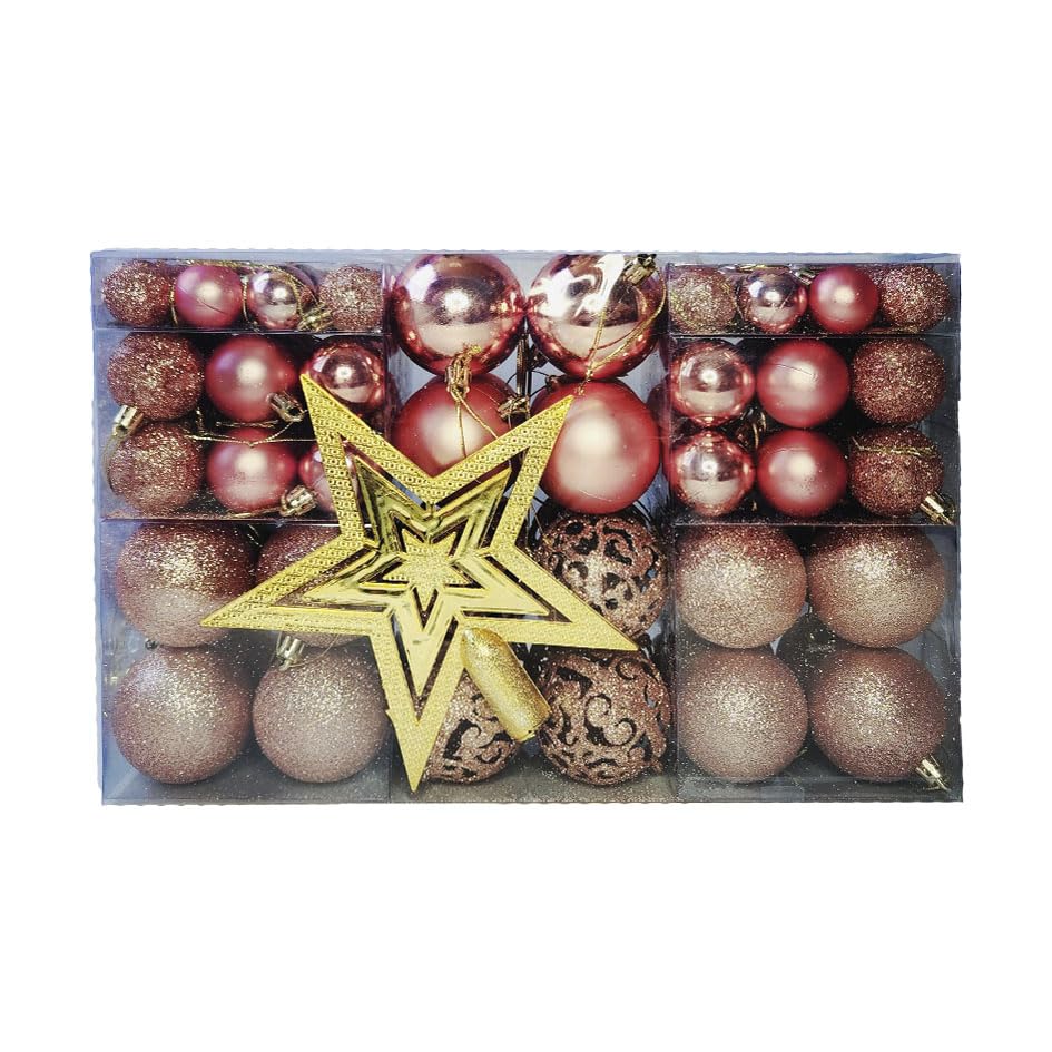 Kit C/100 Bolas de Natal Lisas/Foscas/Glitter - Rose