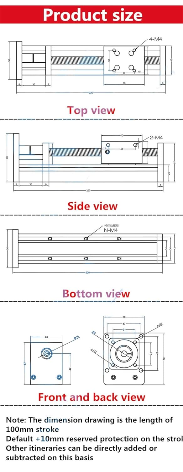 X Y Z Robotic Arm Kit with CNC Linear Guide Stage Rail Motion Slide Table 1610 Ball Screw Actuator for Precision Automation Component(250mm)